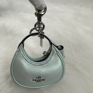 Coach Mini Carmen Bag Charm In Pearlized leather/Silver/Green CBL92 NWT